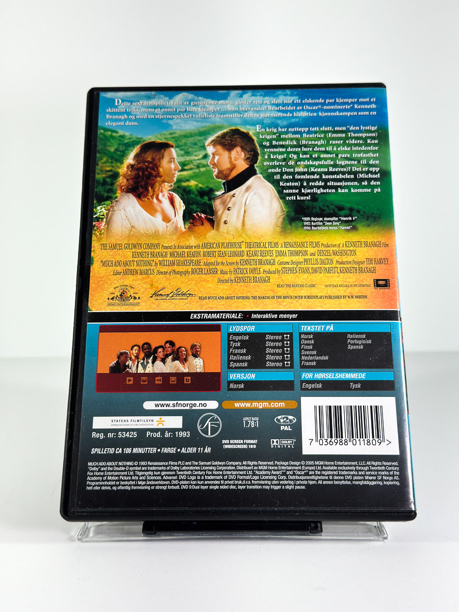 Bakside av cover til Stor ståhei for ingenting på DVD
