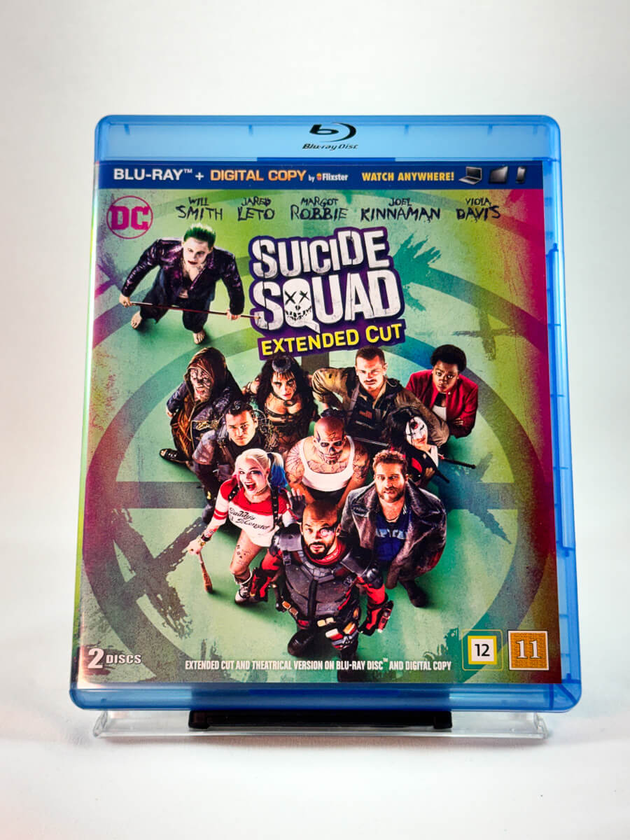 Suicide Squad – Extended Cut – forside av Blu-ray-cover, DC-action med skurker i hovedrollene, bruktfilm hos Brukbar Film