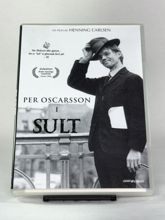 Brukt DVD-film Sult – forside av cover, original klassiker basert på Knut Hamsuns roman, tilgjengelig hos Brukbar Film