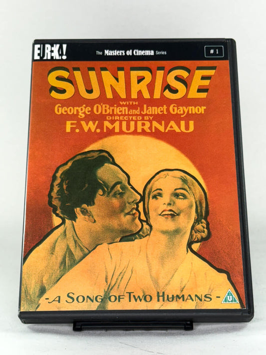 Forside av DVD-cover til Sunrise: A Song of Two Humans – brukt stumfilm-klassiker på DVD, tilgjengelig hos Brukbar Film