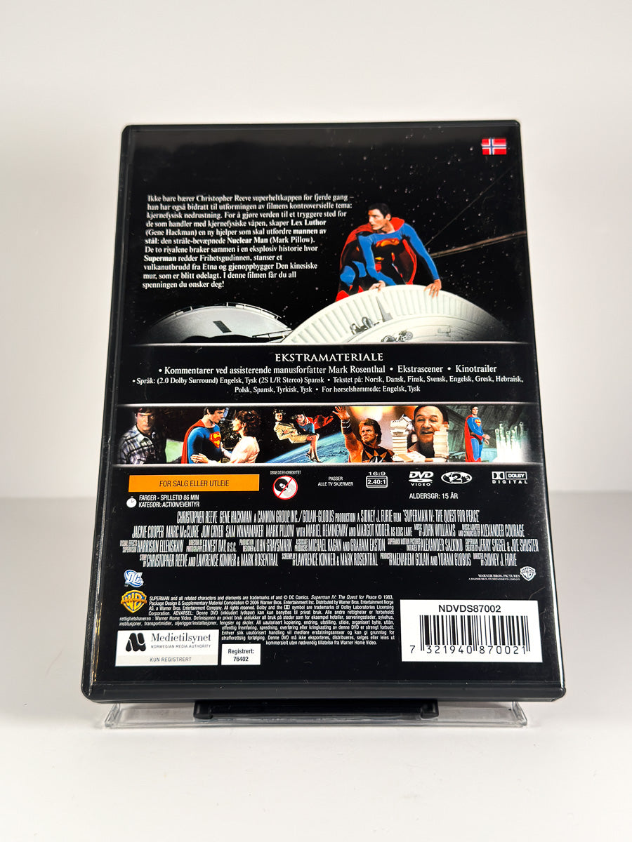 Bakside av cover til Superman IV: The Quest for Peace på DVD
