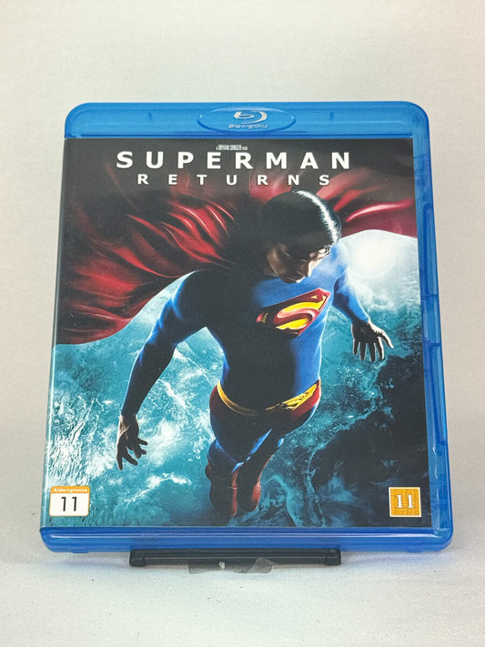 Forside av Blu-ray-cover til Superman Returns – superheltfilm regissert av Bryan Singer, brukt originalfilm hos Brukbar Film.