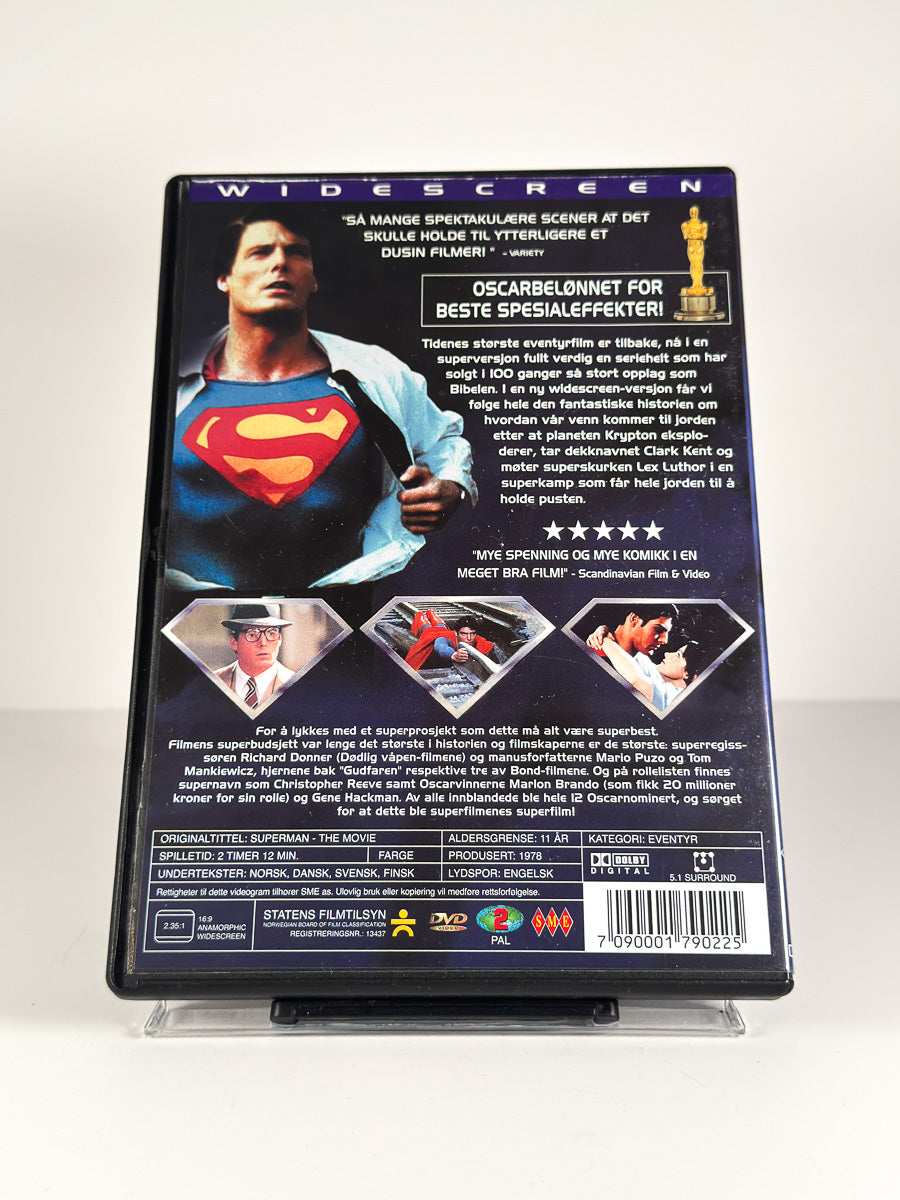 Bakside av cover til Superman: The Movie på DVD