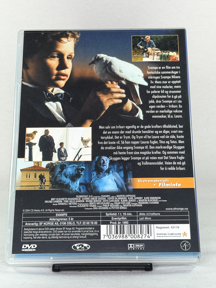 Bakside av DVD-cover Svampe – brukt film på DVD, informasjon om innhold og språk fra Brukbar Film