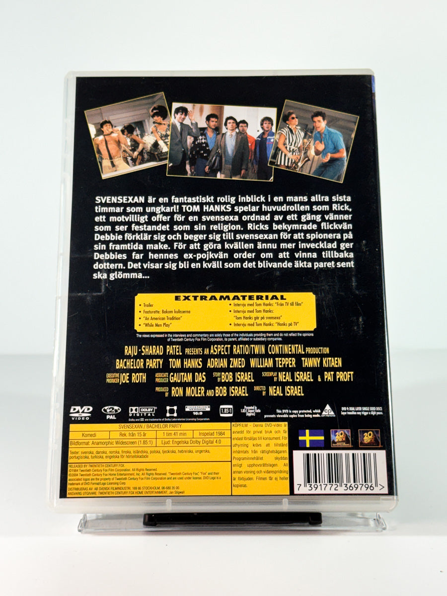 Bakside av cover til svensexan, brukt DVD hos Brukbar Film