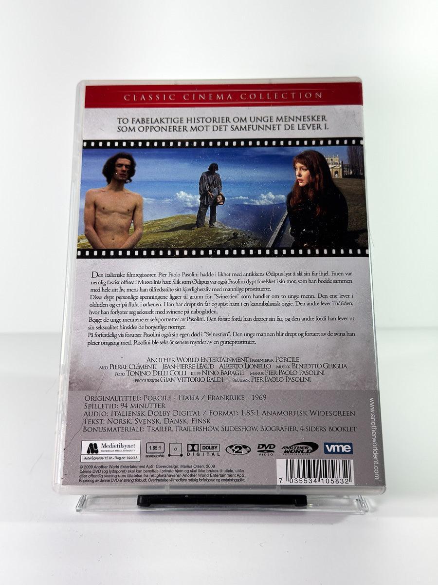 Bakside av cover til Svinestien, brukt original DVD hos Brukbar Film