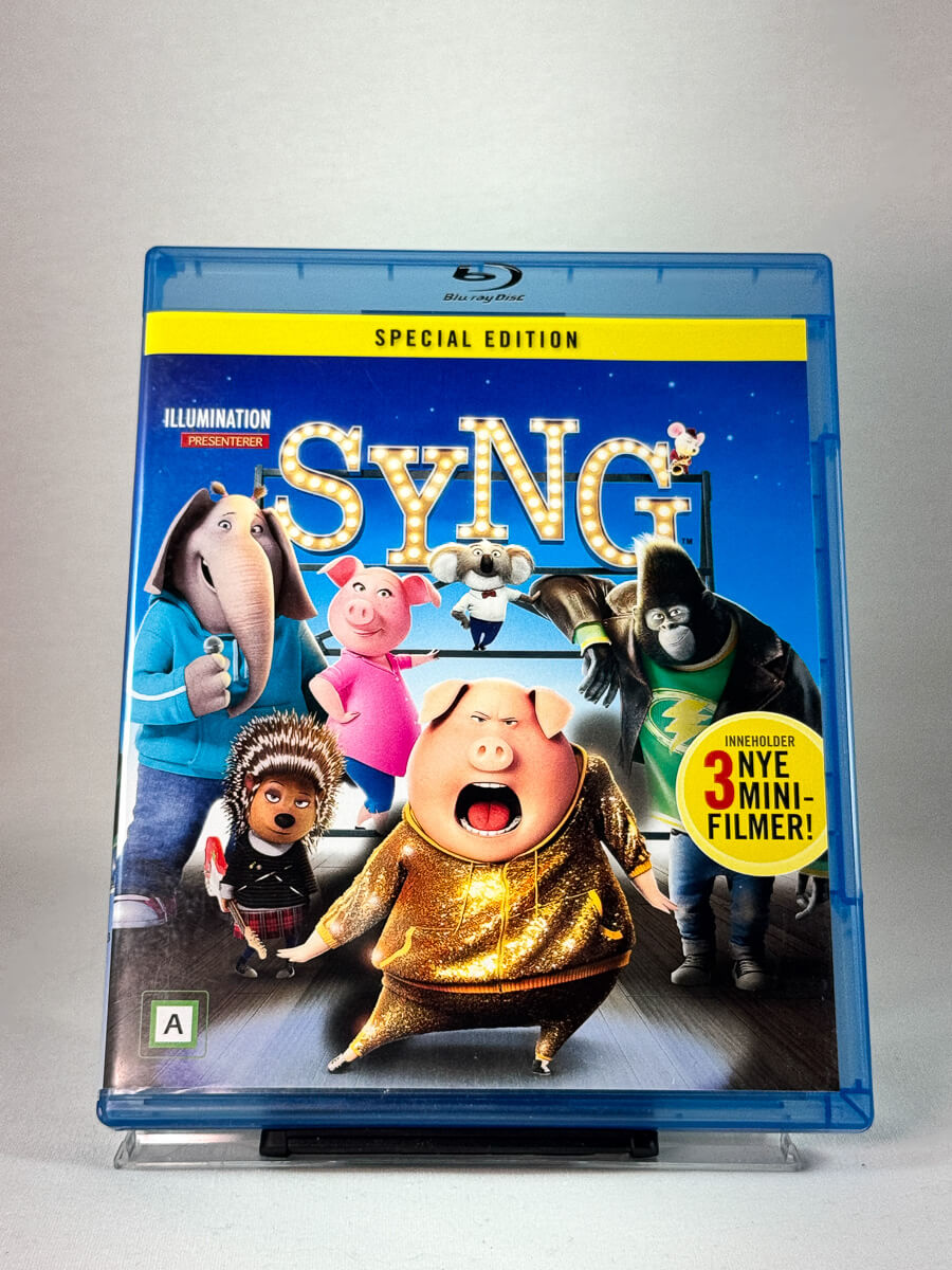 Forside av Blu-ray-cover til Syng, brukt Blu-ray hos Brukbar Film