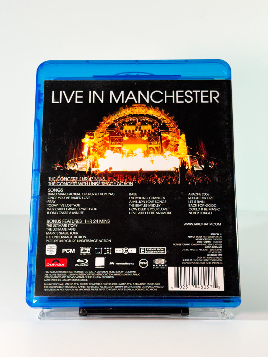 Bakside av cover til Take That: The Ultimate Tour på Blu-ray