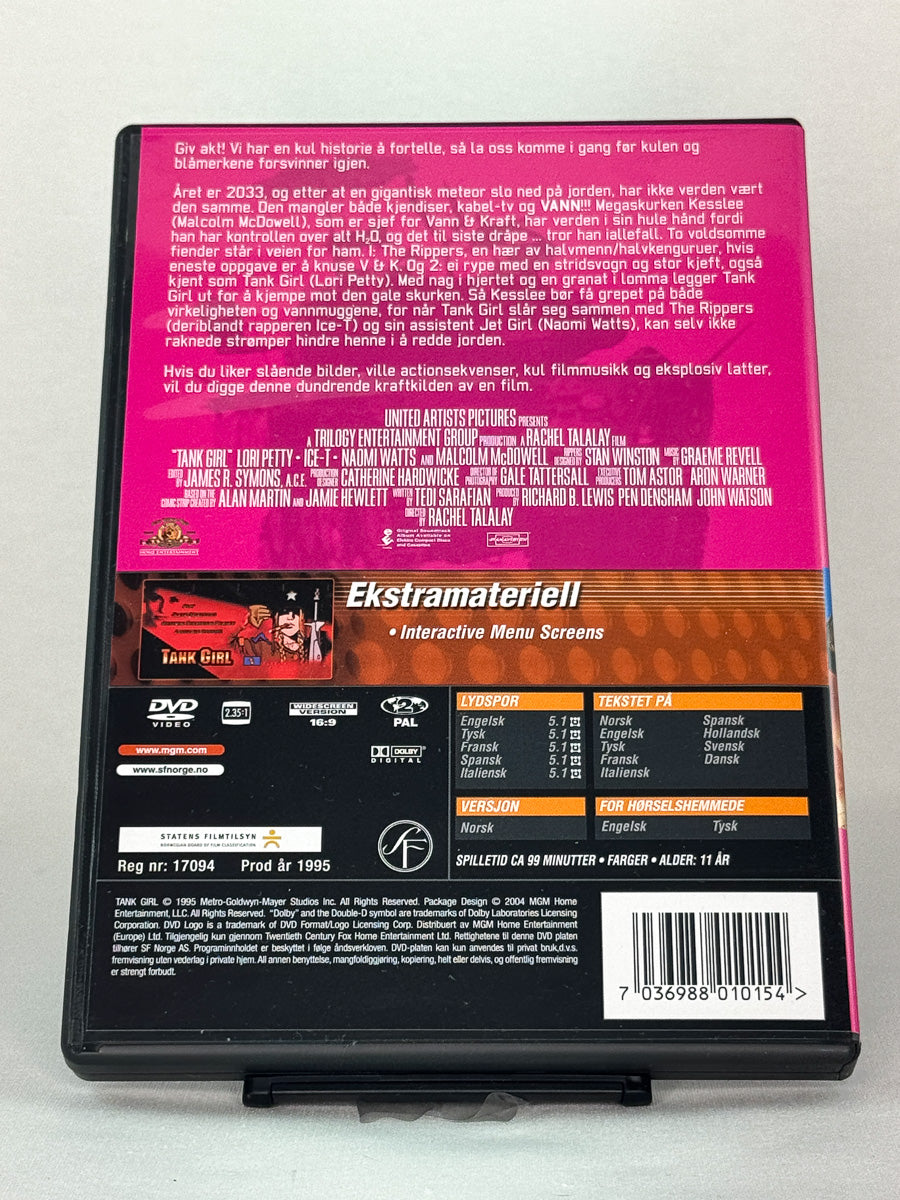 DVD-cover-bakside til filmen Tank Girl – Brukt DVD fra nettbutikken Brukbar Film