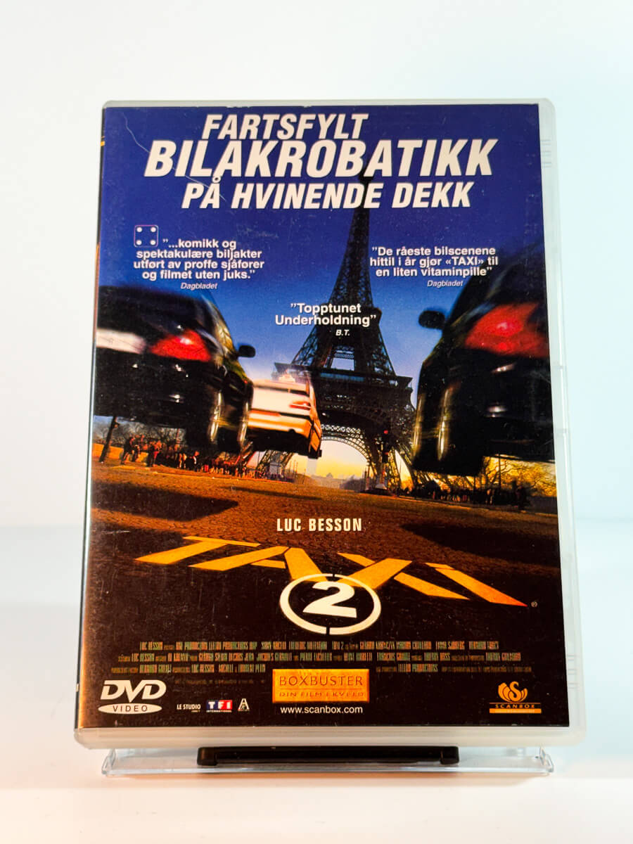 Forside av cover til taxi 2, brukt original DVD hos Brukbar Film