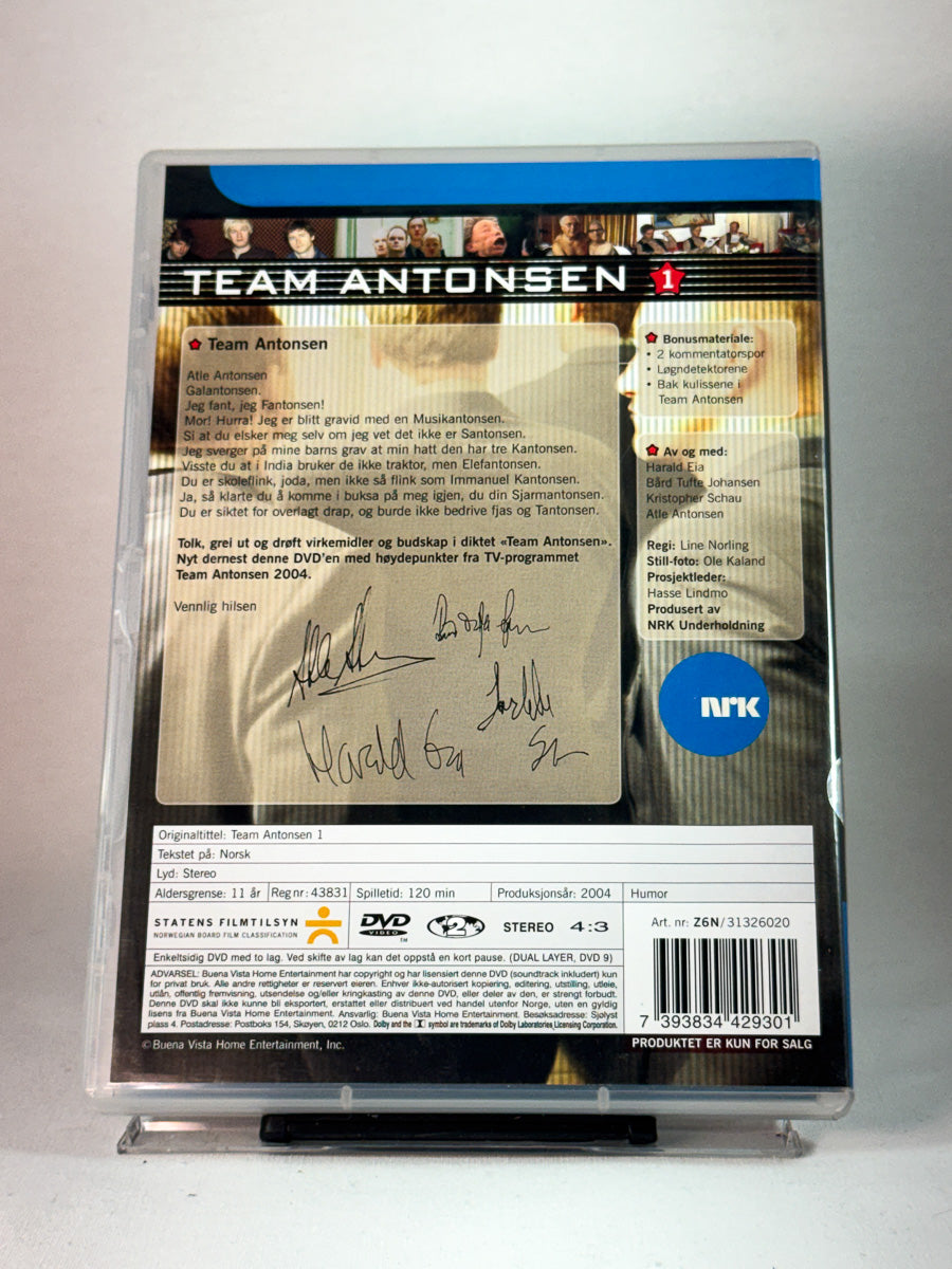 Bakside av cover til Team Antonsen Volum 1, brukt original DVD hos Brukbar Film