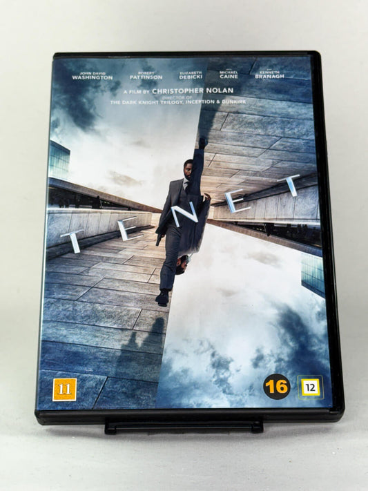 Brukt DVD-film Tenet – forside av filmcover, kjøp originale brukte DVD-filmer i action og thriller-sjangeren hos Brukbar Film