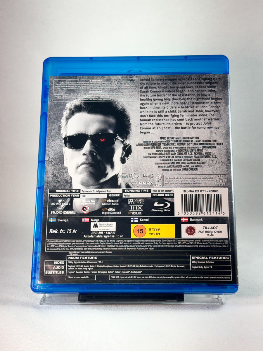 Bakside av cover til Terminator 2: Judgment Day, brukt Blu-ray hos Brukbar Film