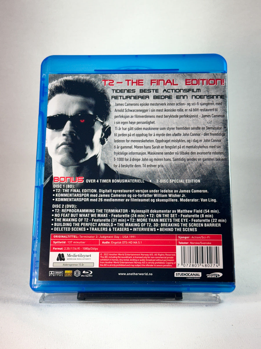 Bakside av cover til Terminator 2: Judgment Day, brukt Blu-ray hos Brukbar Film
