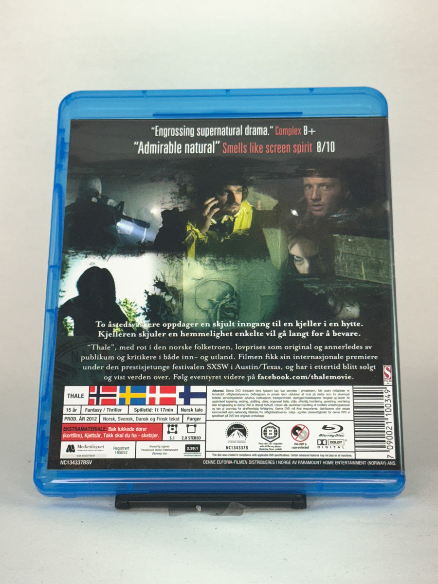 Bakside av Blu-ray-cover til Thale – norsk kultfilm med overnaturlige undertoner, tilgjengelig som brukt Blu-ray hos Brukbar Film.