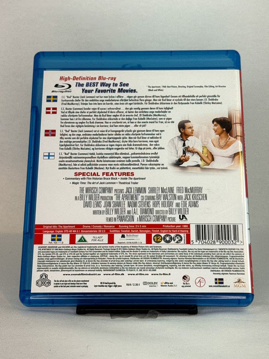 Bakside av Blu-ray-cover for The Apartment – brukt originalfilm på Blu-ray fra Brukbar Film