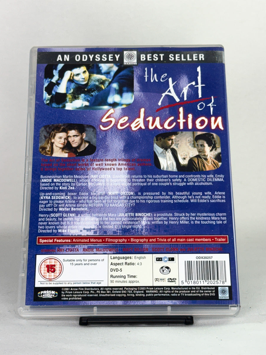 DVD-bakside til filmen The Art of Seduction
Baksiden viser info, spesifikasjoner og eventuell ekstratekst – produktbilde fra nettbutikken Brukbar Film