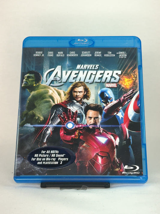 Forside av Blu-ray-cover til The Avengers – Marvels storsatsing med Iron Man, Thor og Captain America, brukt Blu-ray hos Brukbar Film