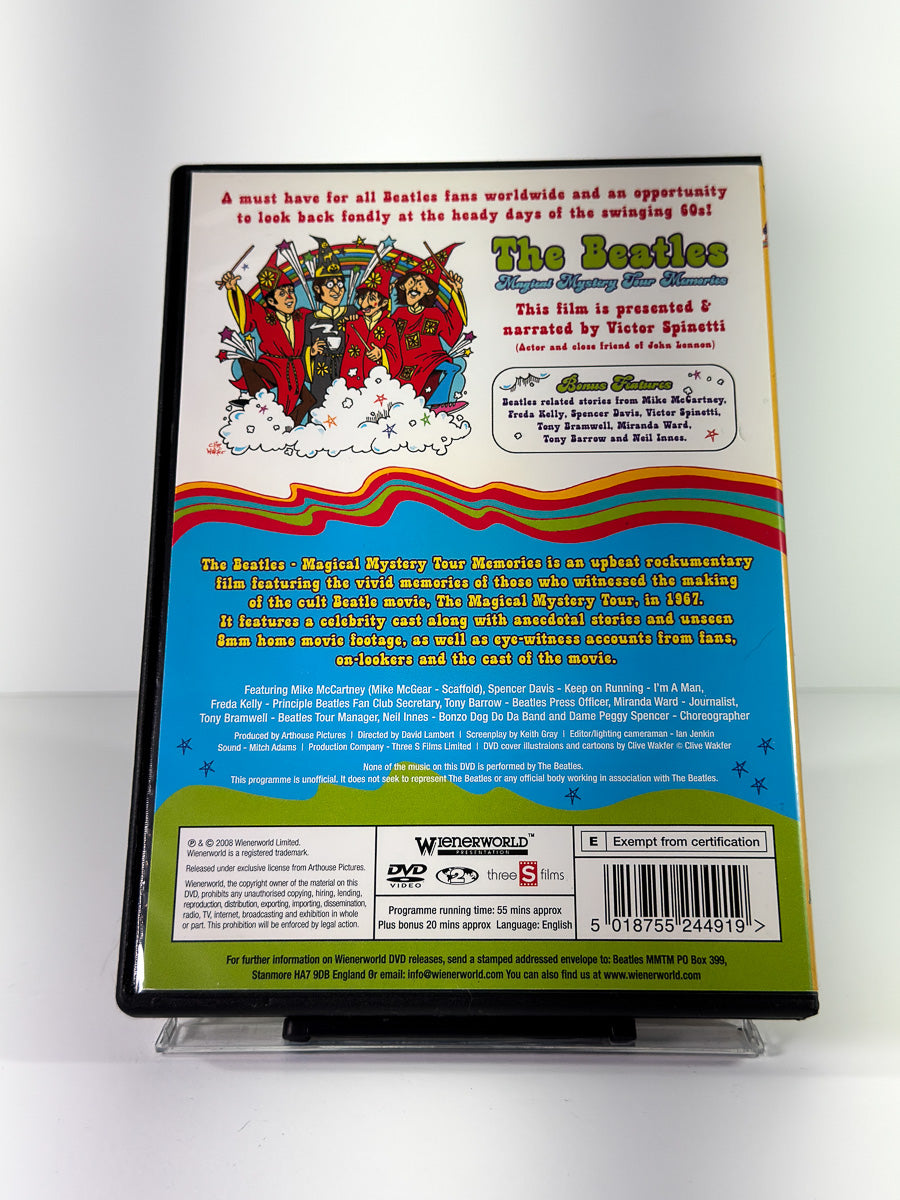 Bakside av cover til The Beatles: Magical Mystery Tour Memories, brukt original DVD hos Brukbar Film
