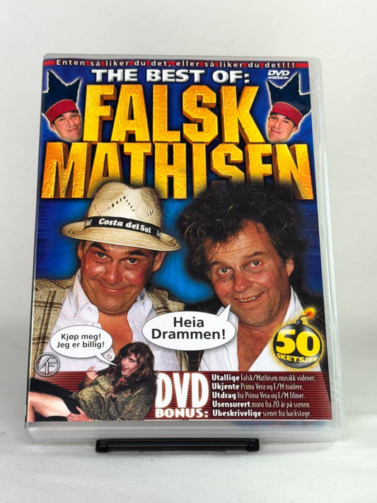 DVD-forside til filmen The Best of Falsk Mathisen
Originalt cover brukt for produktbilde i nettbutikken Brukbar Film