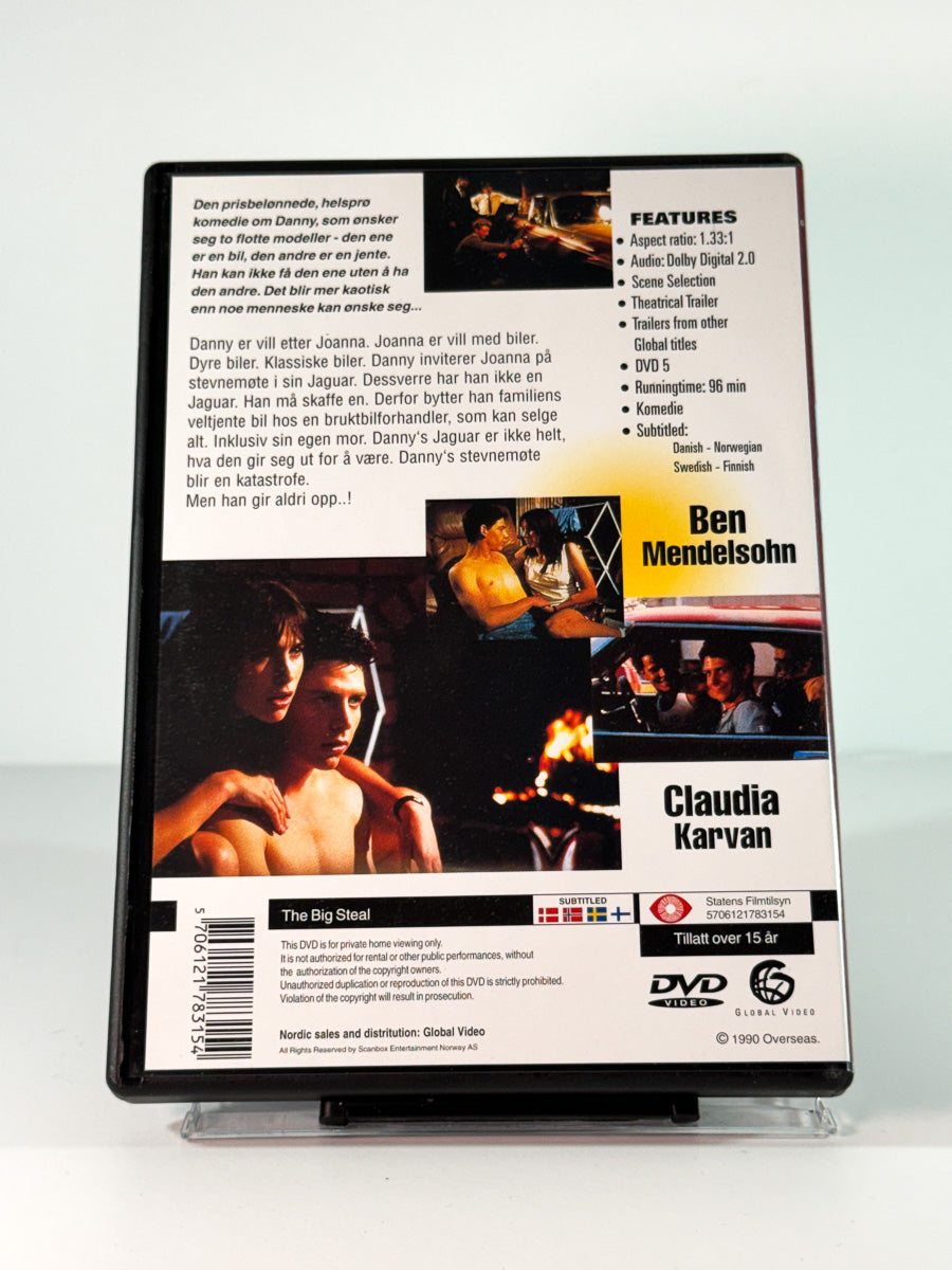 Bakside av cover til The Big Steal, bruktfilm hos nettbutikken Brukbar Film