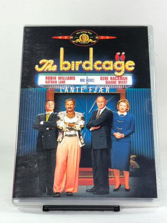 Brukt DVD-film The Birdcage (norsk tittel: Lånte fjær) – forside av filmcover, kjøp originale brukte DVD og Blu-ray komedier hos Brukbar Film