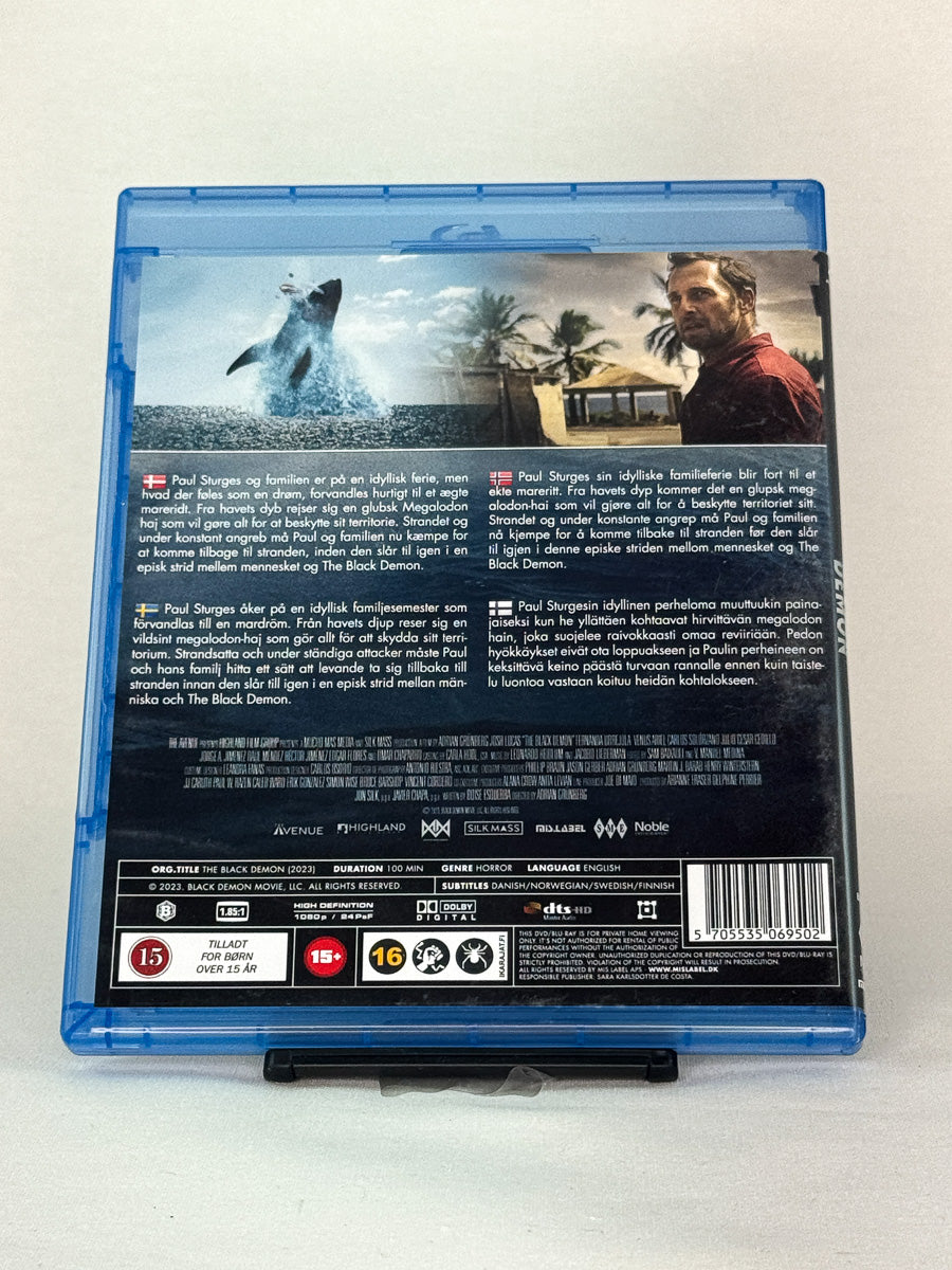 Bakside av Blu-ray-cover for The Black Demon – brukt original Blu-ray action/thriller fra Brukbar Film