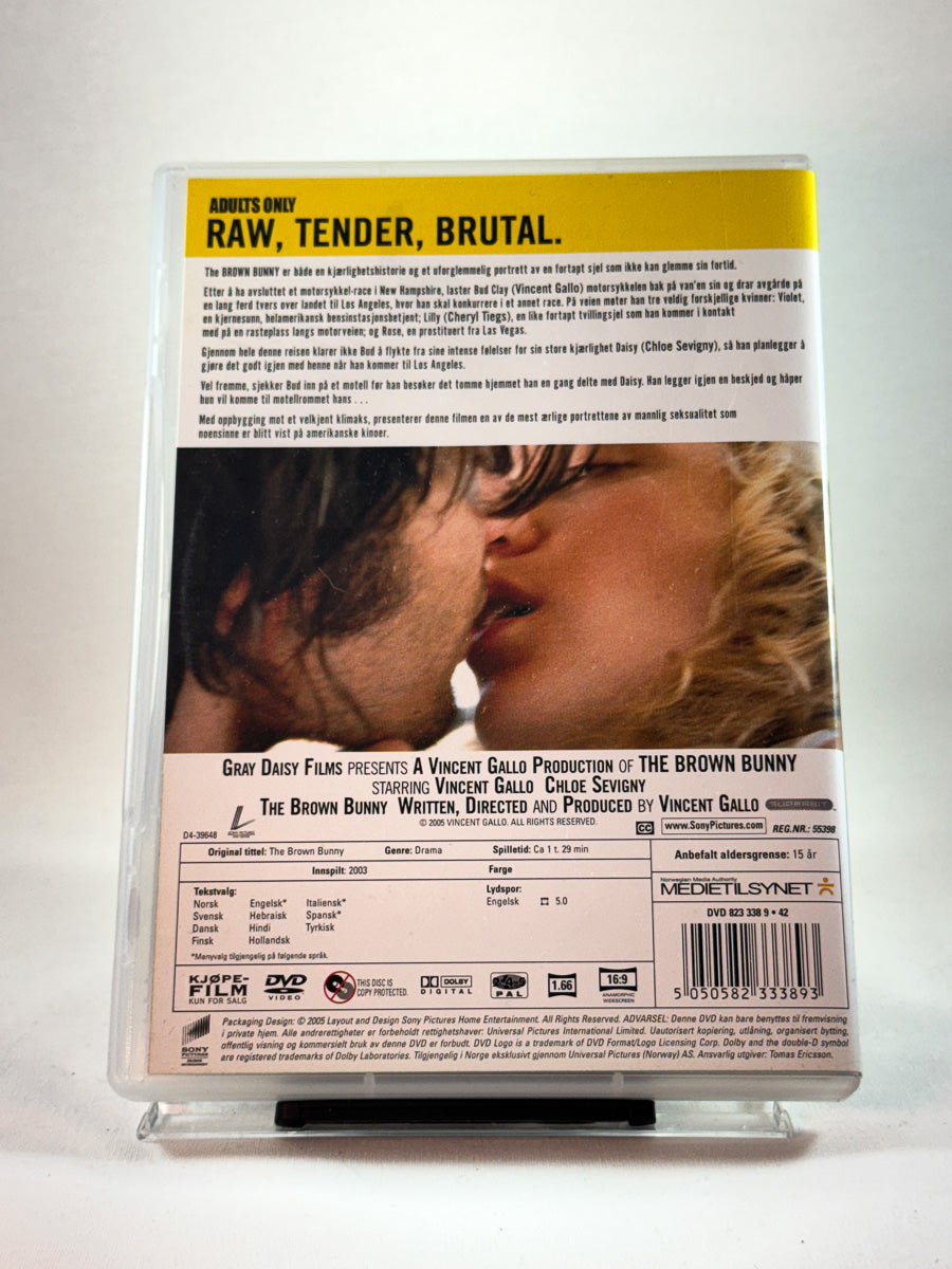 Bakside av cover til The Brown Bunny, bruktfilm hos nettbutikken Brukbar Film