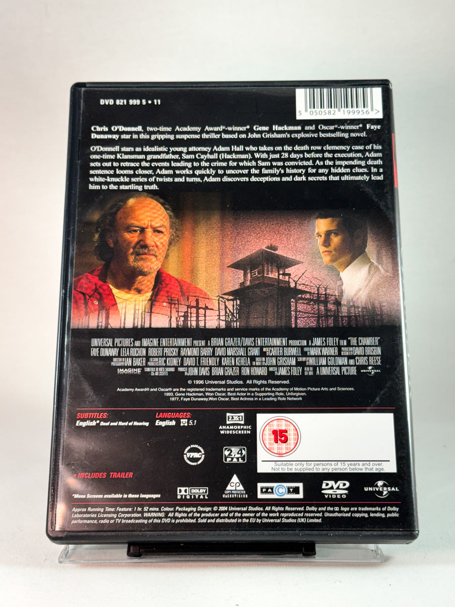 Bakside av cover til The Chamber, bruktfilm hos nettbutikken Brukbar Film