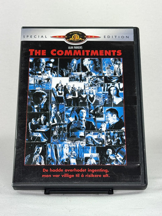 Forside av DVD-cover til The Commitments – Alan Parkers musikalske kultfilm om et irsk soulband med store drømmer, utgitt av MGM, tilgjengelig hos Brukbar Film.