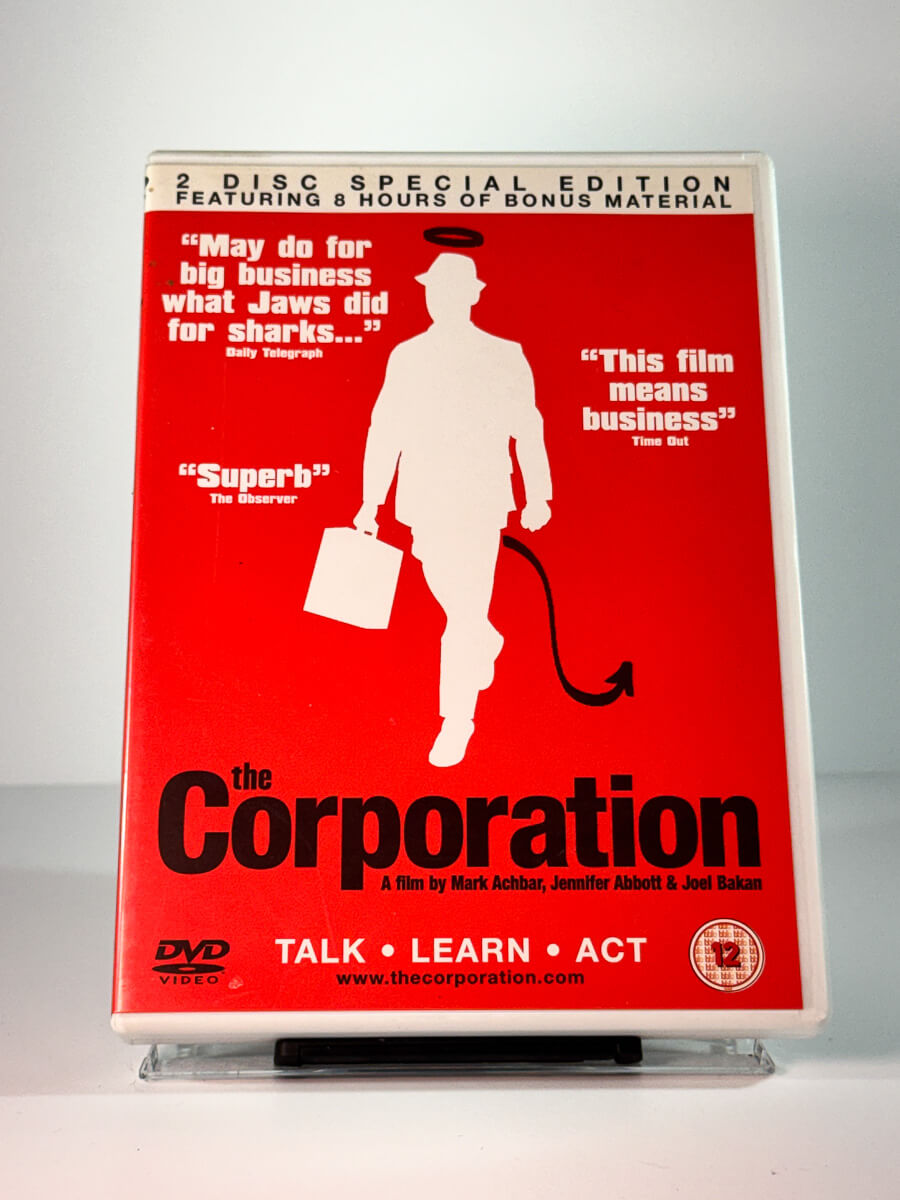 Forside av cover til The Corporation, brukt DVD hos Brukbar Film
