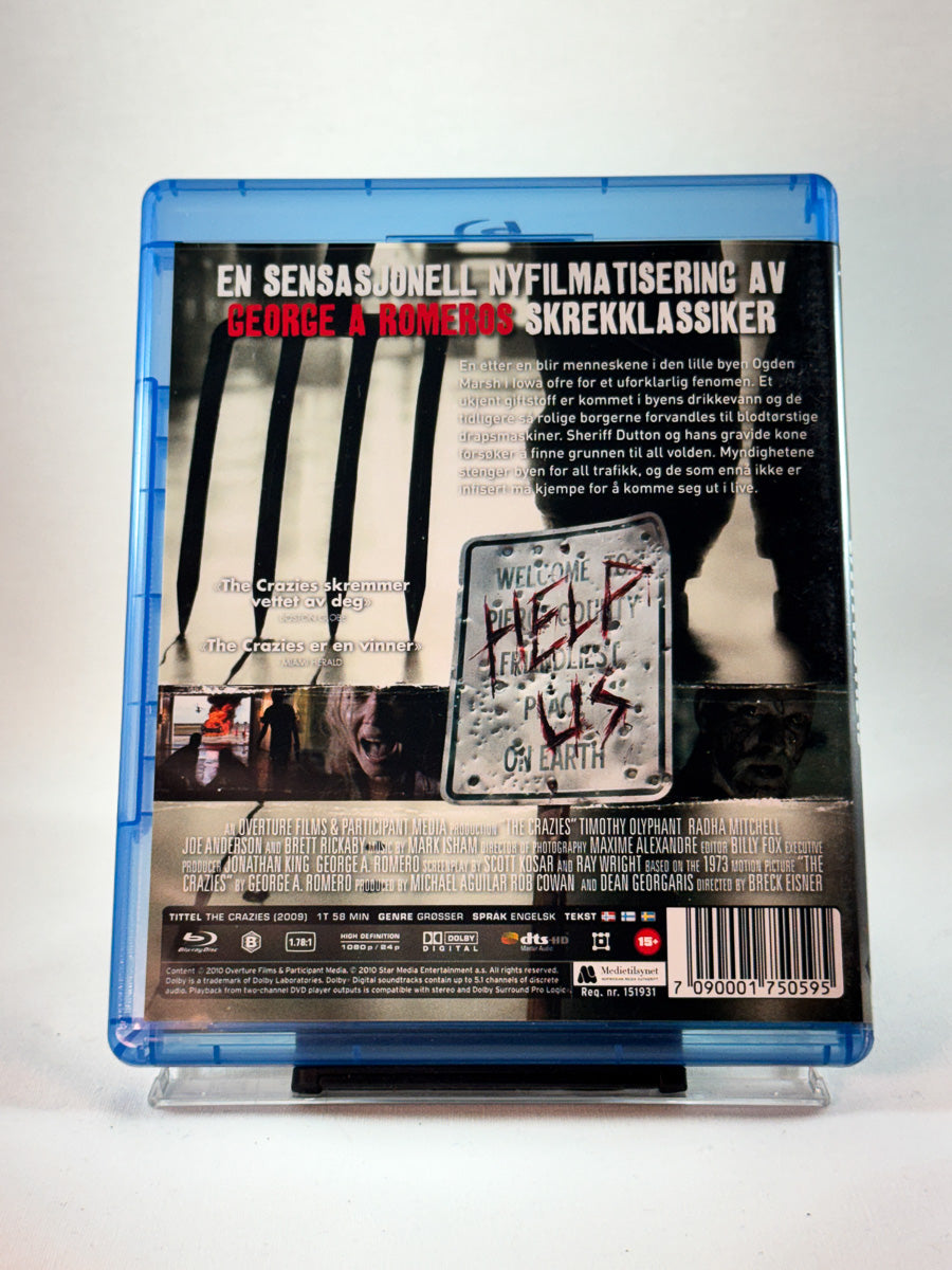 Bakside av cover til The Crazies, brukt Blu-ray hos Brukbar Film