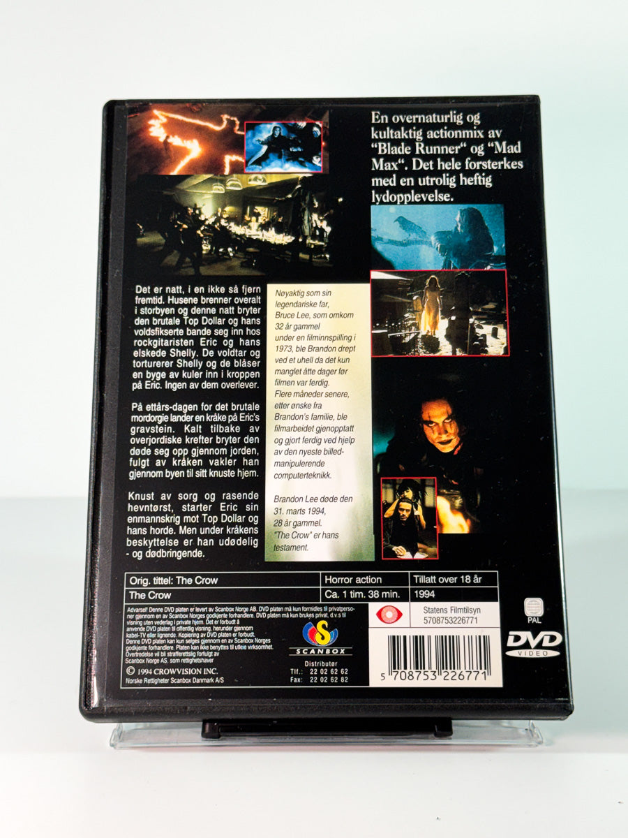 Bakside av cover til The Crow, brukt original DVD hos Brukbar Film
