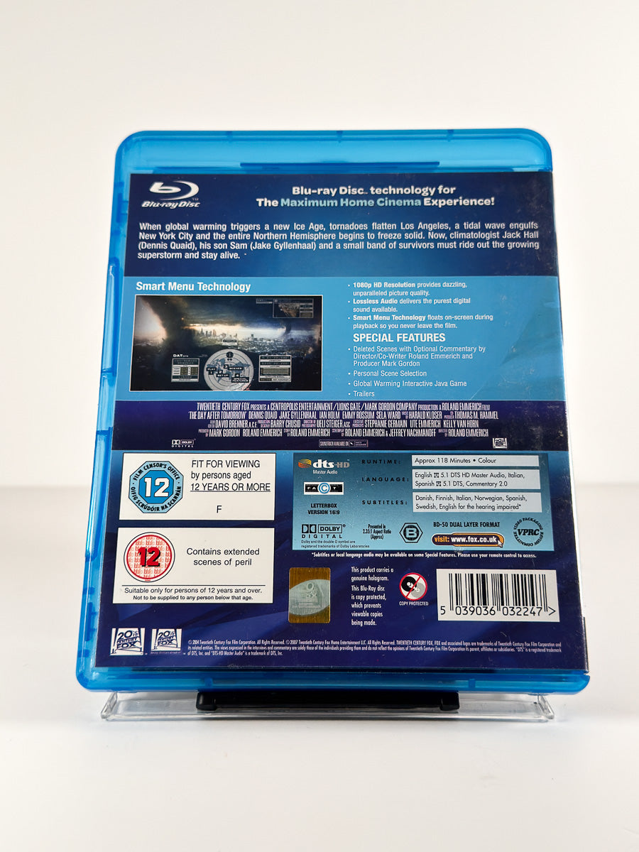 Bakside av cover til The Day After Tomorrow på Blu-ray