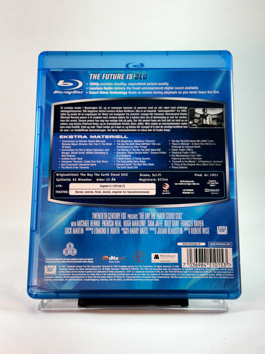 Bakside av cover til The Day the Earth Stood Still, brukt Blu-ray hos Brukbar Film