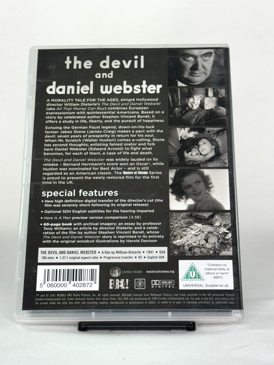 Bakside av DVD-cover for The Devil and Daniel Webster – brukt klassiker på DVD, engelsk tekst, hos Brukbar Film