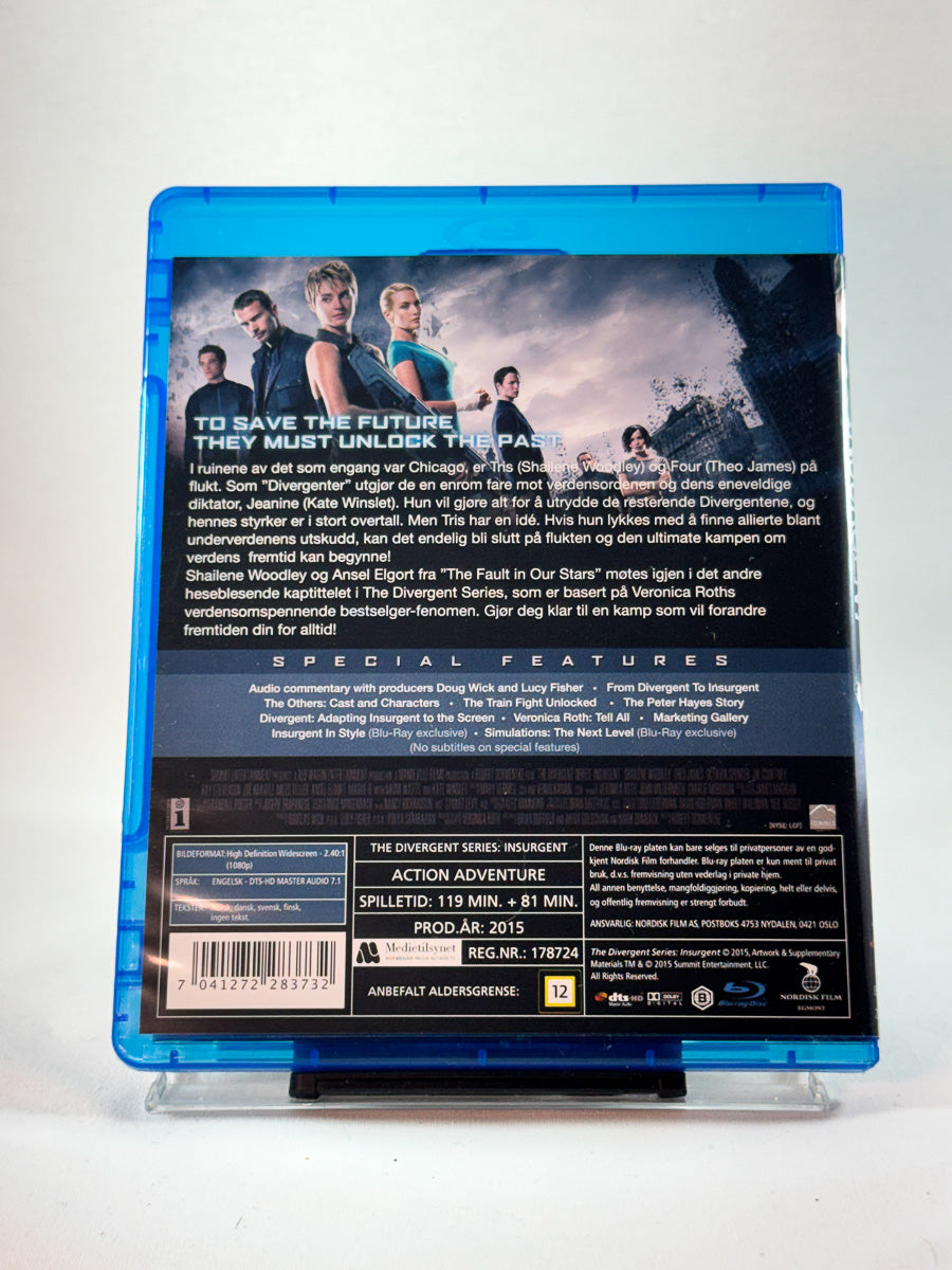 Bakside av cover til The Divergent Series: Insurgent, brukt Blu-ray film hos nettbutikken Brukbar Film 