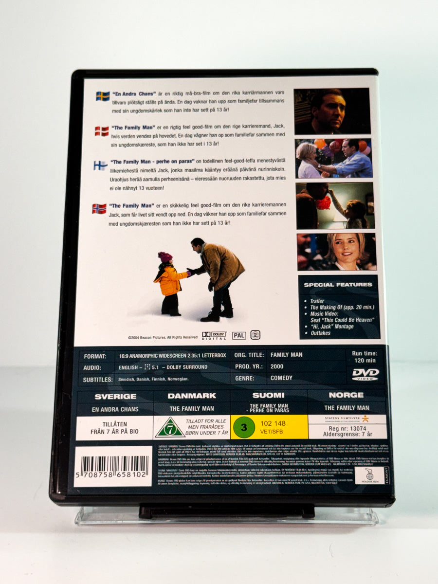 Bakside av cover til the family man, brukt DVD hos Brukbar Film