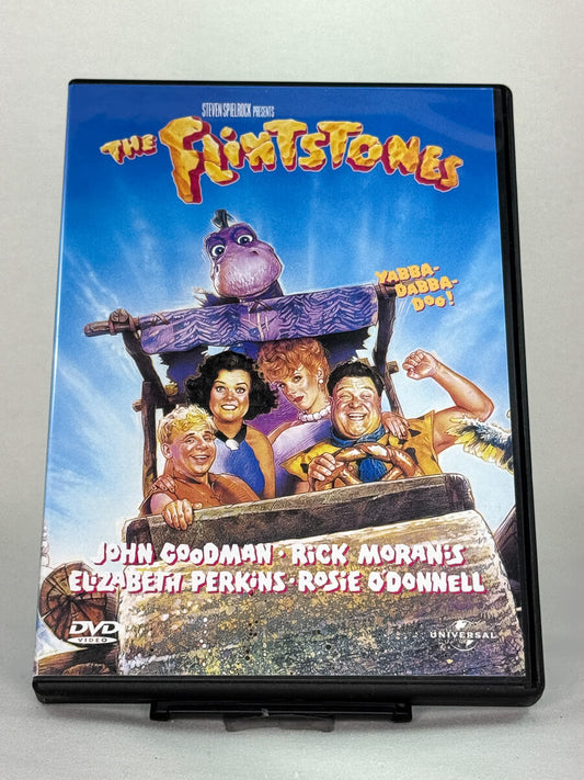 Forside av DVD-cover til The Flintstones – familiefilmkomedie med John Goodman, brukt film fra Brukbar Film