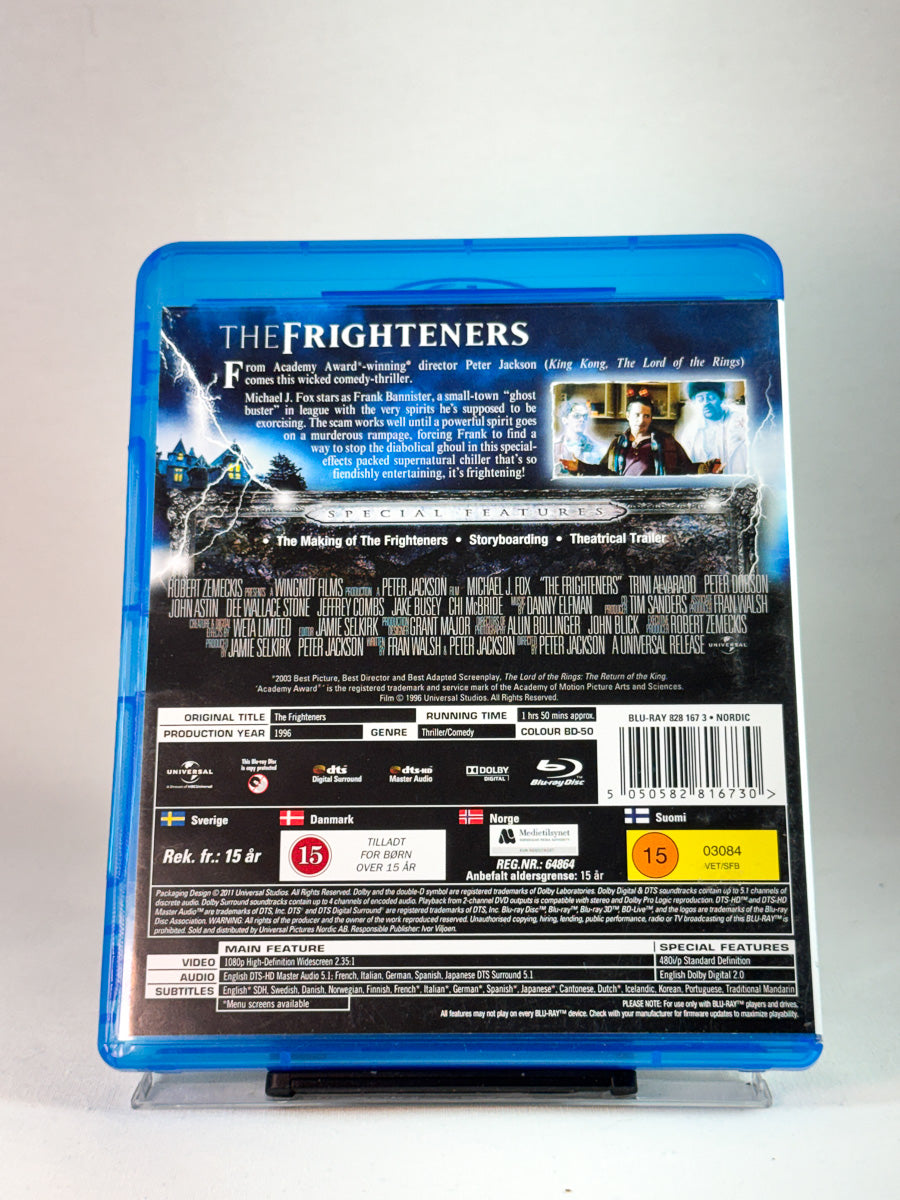 Bakside av cover til The Frighteners, bruktfilm hos nettbutikken Brukbar Film