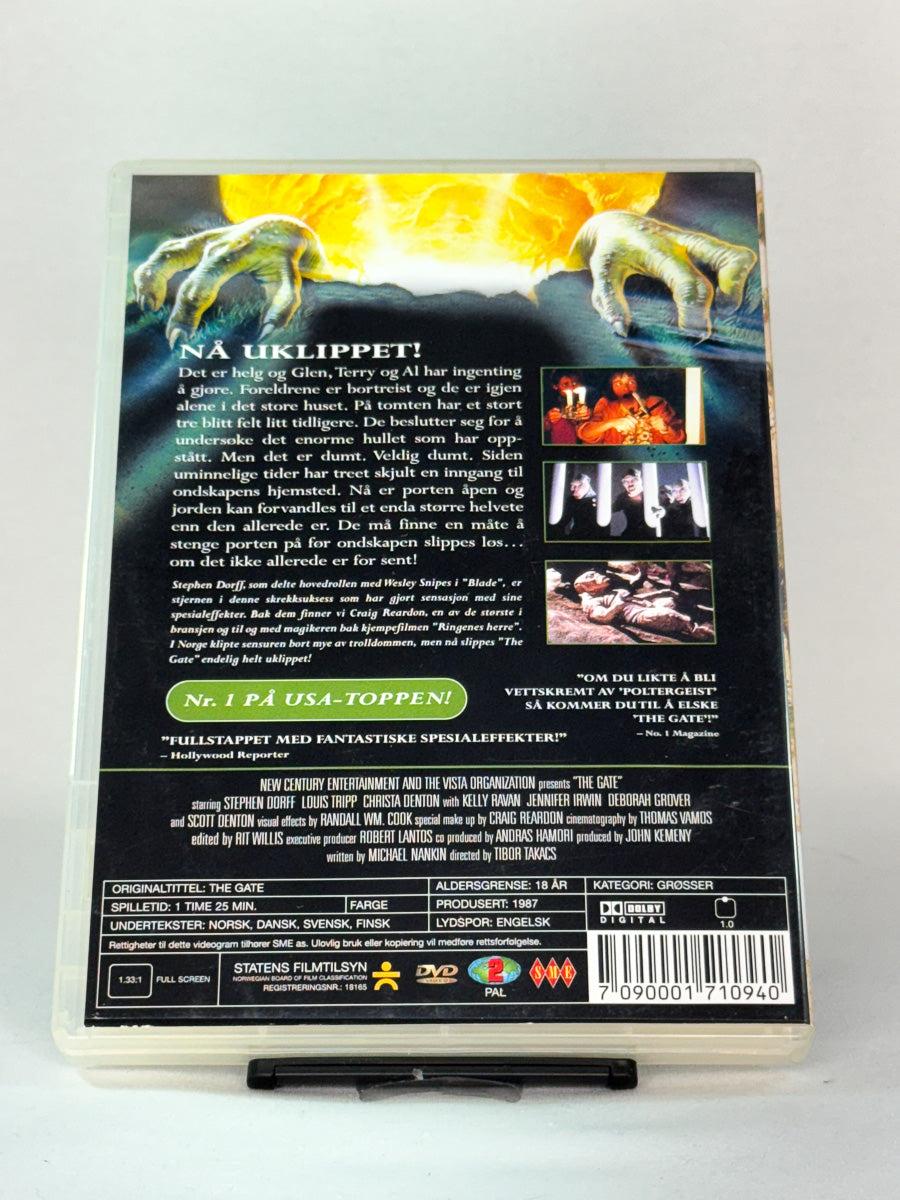DVD-cover-bakside til filmen The Gate – Brukt DVD fra nettbutikken Brukbar Film