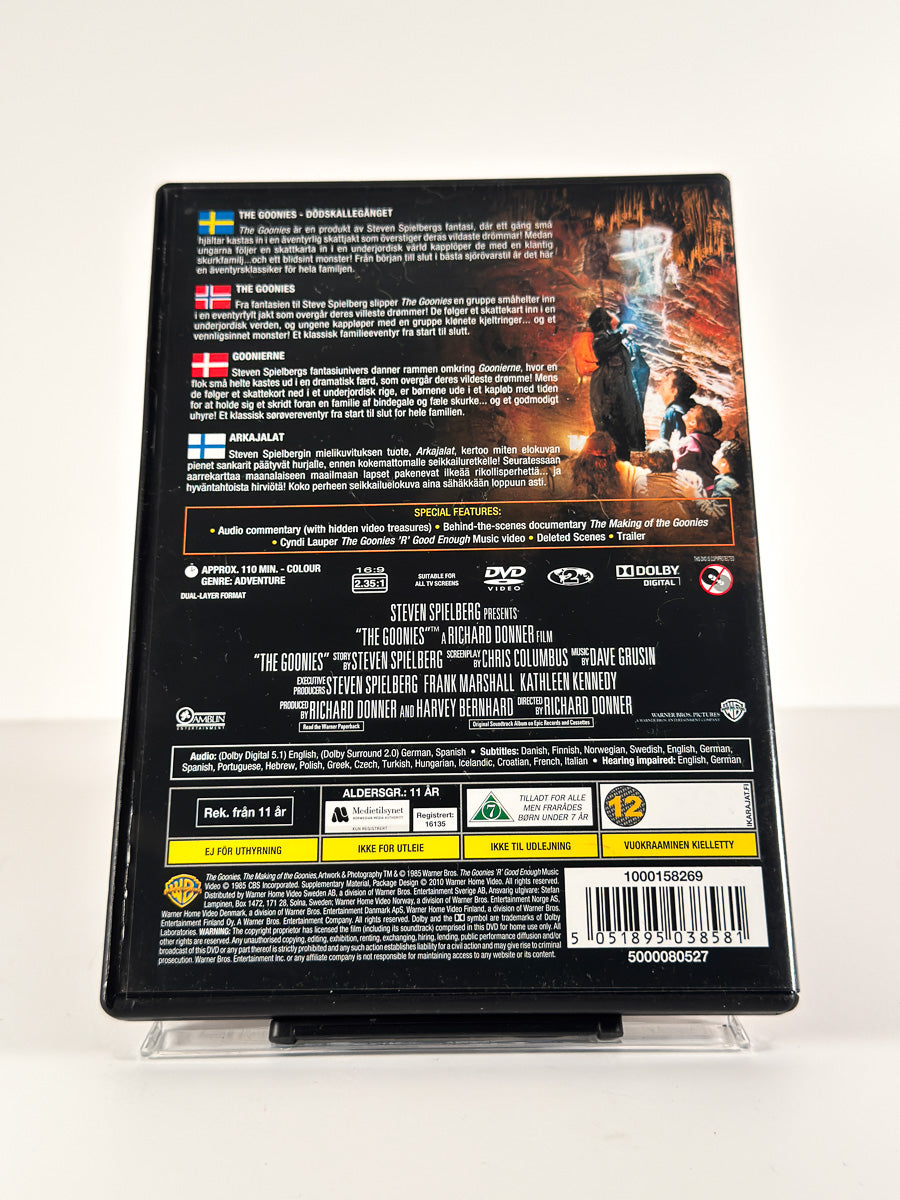 Bakside av cover til The Goonies på DVD