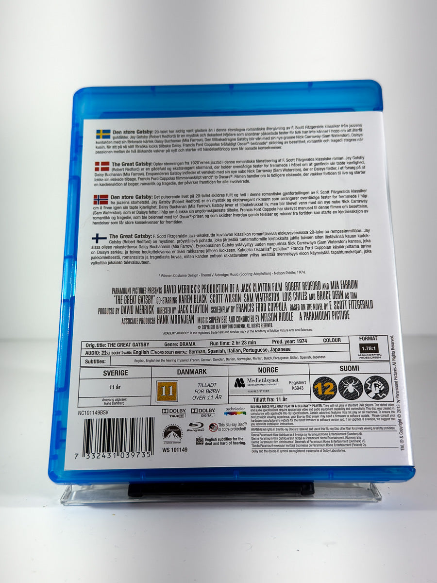 Bakside av cover til The Great Gatsby på Blu-ray