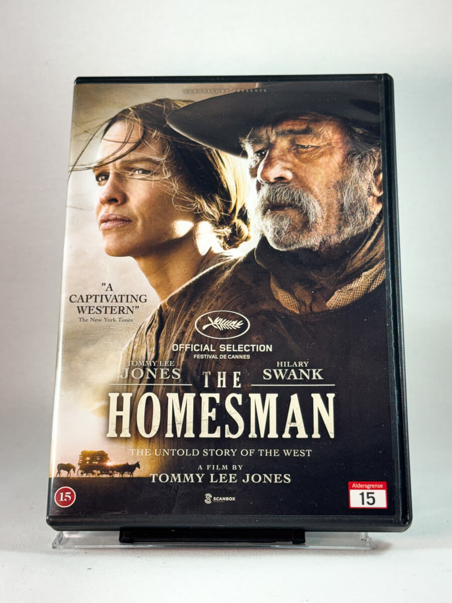Forside av cover til The Homesman, bruktfilm på DVD hos Brukbar Film