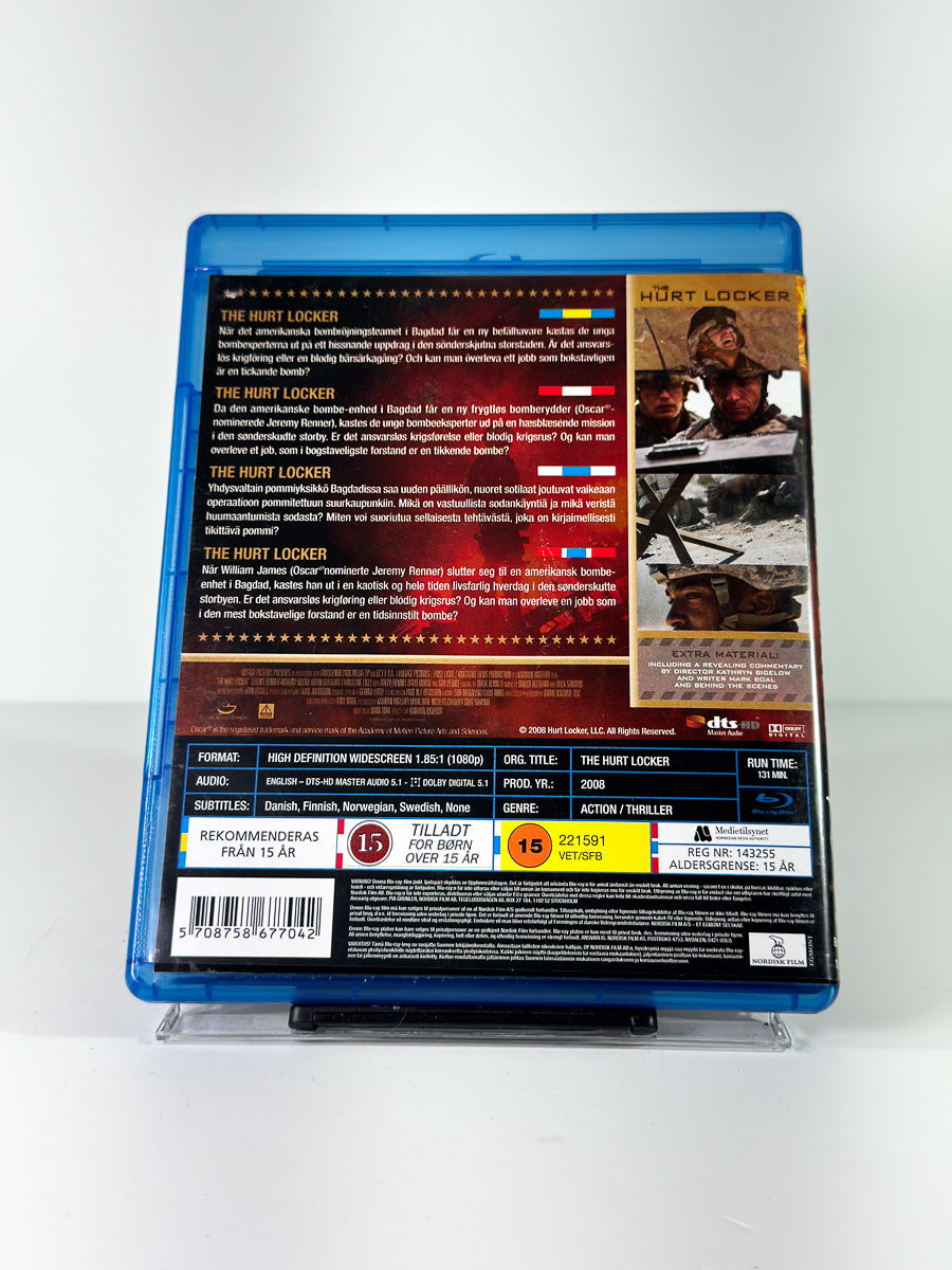 Bakside av cover til The Hurt Locker på Blu-ray