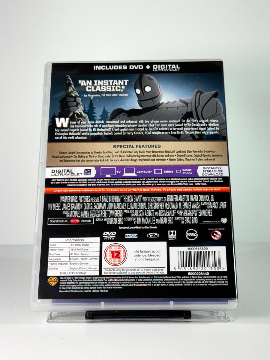 Bakside av cover til The Iron Giant – Signature Edition, bruktfilm på DVD hos Brukbar Film