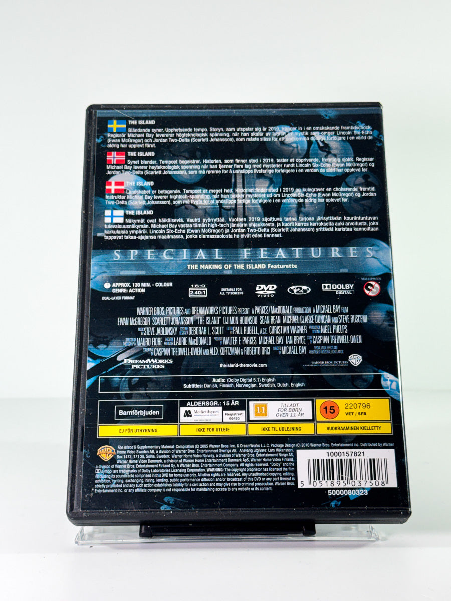 Bakside av cover til the island, brukt original DVD hos Brukbar Film