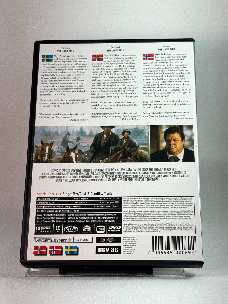 Bakside av cover til The Jack Bull, bruktfilm hos nettbutikken Brukbar Film