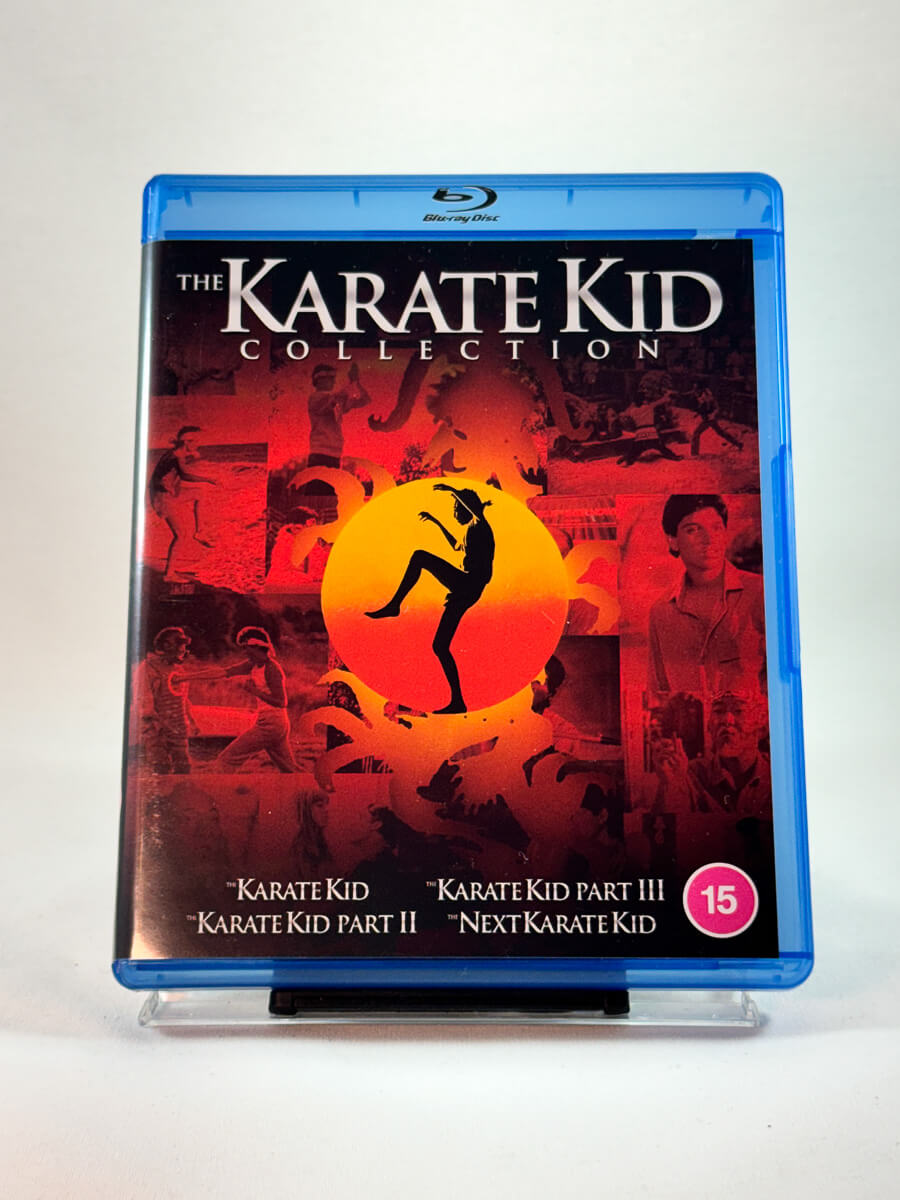 Forside av Blu-ray-cover til The Karate Kid Collection, bruktfilm hos nettbutikken Brukbar Film