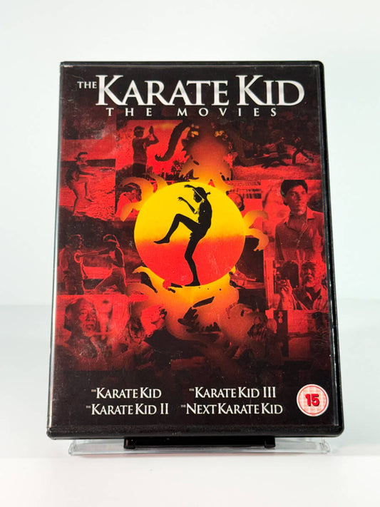 Forside av cover til the karate kid the movies, bruktfilm på DVD hos Brukbar Film